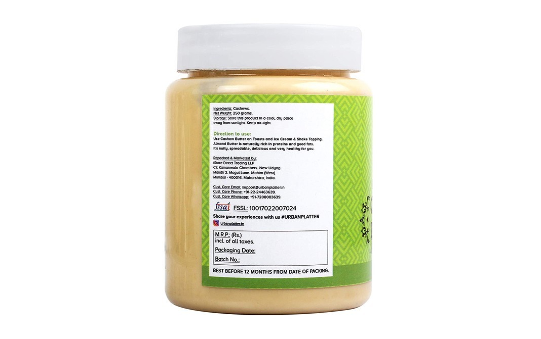 Urban Platter Unblanched Cashew Butter    Plastic Jar  250 grams